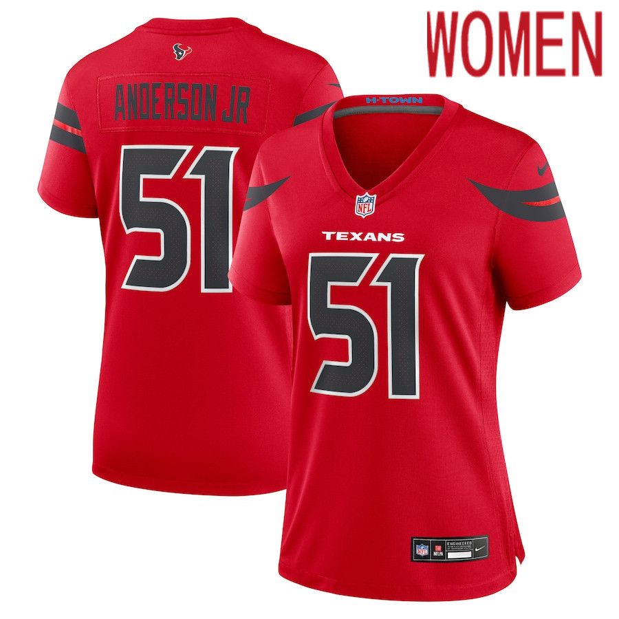 Women Houston Texans #51 Will Anderson Jr. Nike Red Alternate Game NFL Jersey->->Women Jersey